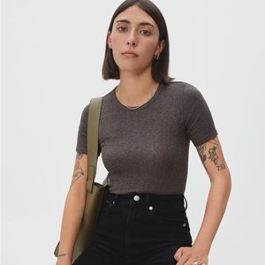 Everlane Pima Micro-Rib Crew Tee size small